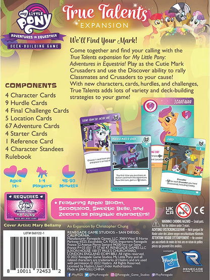My Little Pony: Adventures in Equestria Juego de construcción de cubiertas True Talents Expansion Nuevos personajescartasdesafíos y más, Renegade Game Studios, a partir de 14 años, 14 jugadores