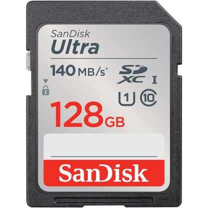 SanDisk Ultra SDXC UHS-I-Kaart 128 GB (Full HD-Video’s, UHS-I-Videoprestaties, Leessnelheden Tot 140 MB/s, Bestand Tegen Water, Temperatuurschommelingen, 10 Jaar Beperkte Garantie)