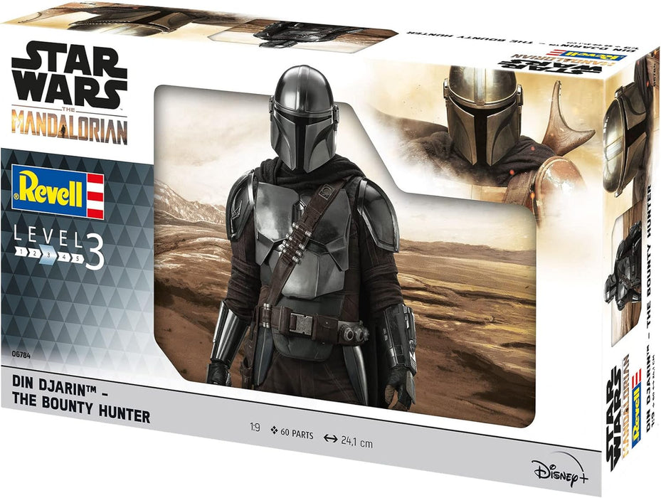 Revell 06784 Star Wars: The Mandalorian Din Djarin™ - The Bounty Hunter 1:9 Scale Unbuilt/Unpainted Plastic Model Kit with Diorama Base