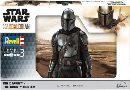 Revell 06784 Star Wars: The Mandalorian Din Djarin™ - The Bounty Hunter 1:9 Scale Unbuilt/Unpainted Plastic Model Kit with Diorama Base