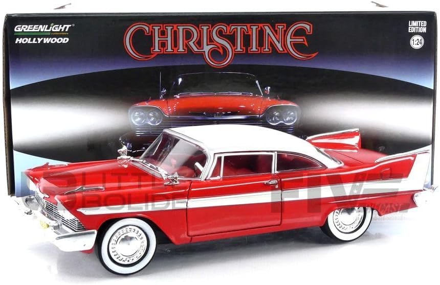 Greenlight 84 1958 Plymouth Fury Christine (1983) Movie 1/24 Diecast Model Car 84071, Red/White