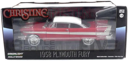 Greenlight 84 1958 Plymouth Fury Christine (1983) Movie 1/24 Diecast Model Car 84071, Red/White