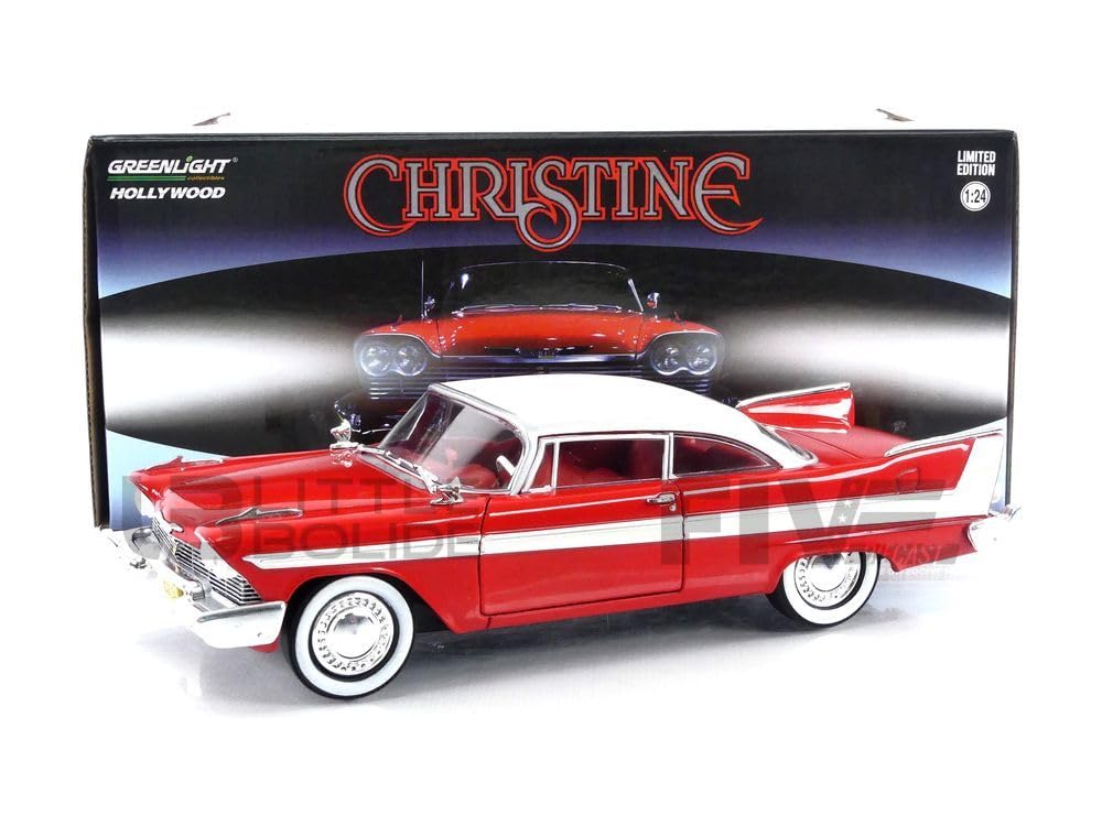 Greenlight 84 1958 Plymouth Fury Christine (1983) Movie 1/24 Diecast Model Car 84071, Red/White