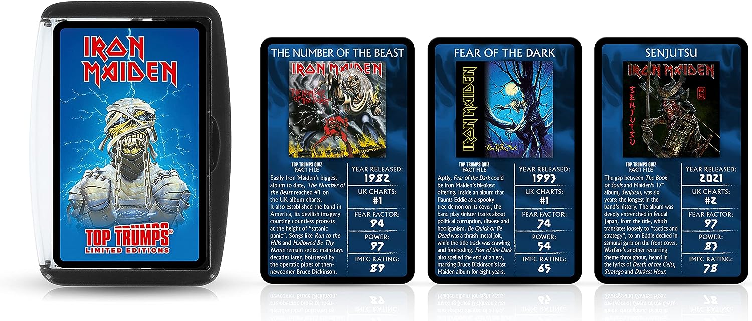 Top Trumps Iron Maiden Limited Edition Card Game, Relive the music history with 30 of their greatest albums, singles and tours, great gift for Iron Maiden fans aged 18 plus