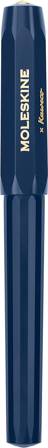 Moleskine x Kaweco Fountain Pen in ABS plastic with Gold-Plated Size M Nib for Writers, Note-Takers, Blue Ink Cartridge Included, Color Blue
