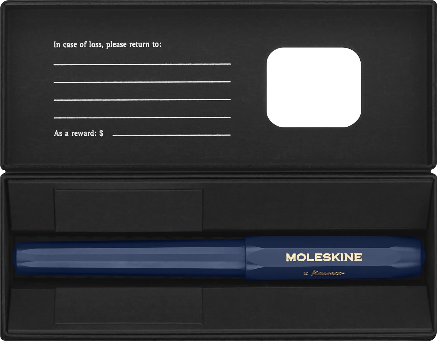 Moleskine x Kaweco Fountain Pen in ABS plastic with Gold-Plated Size M Nib for Writers, Note-Takers, Blue Ink Cartridge Included, Color Blue