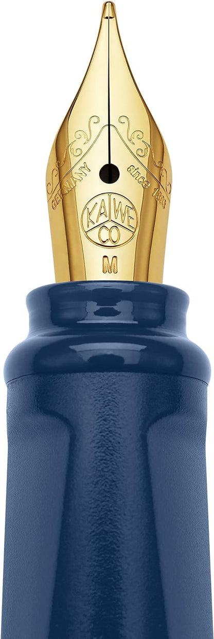 Moleskine x Kaweco Fountain Pen in ABS plastic with Gold-Plated Size M Nib for Writers, Note-Takers, Blue Ink Cartridge Included, Color Blue