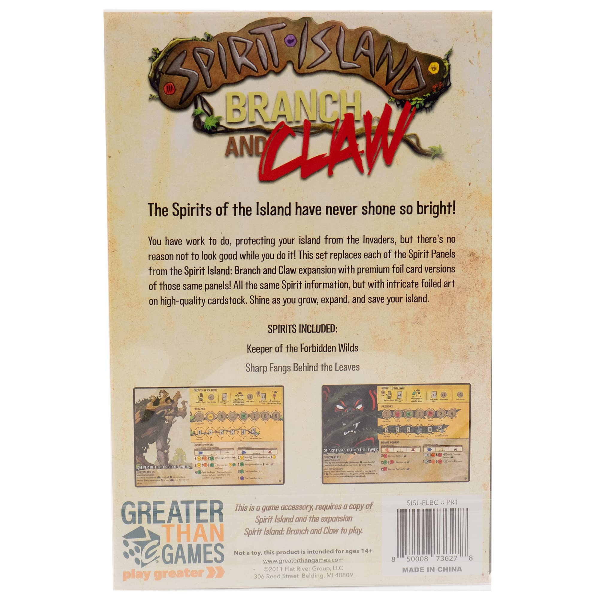 Greater Than Games Spirit Island Branch &Claw: Premium Foil Spirit Panels - 2 Panels to Replace Existing Game Cards, Greater Than Games