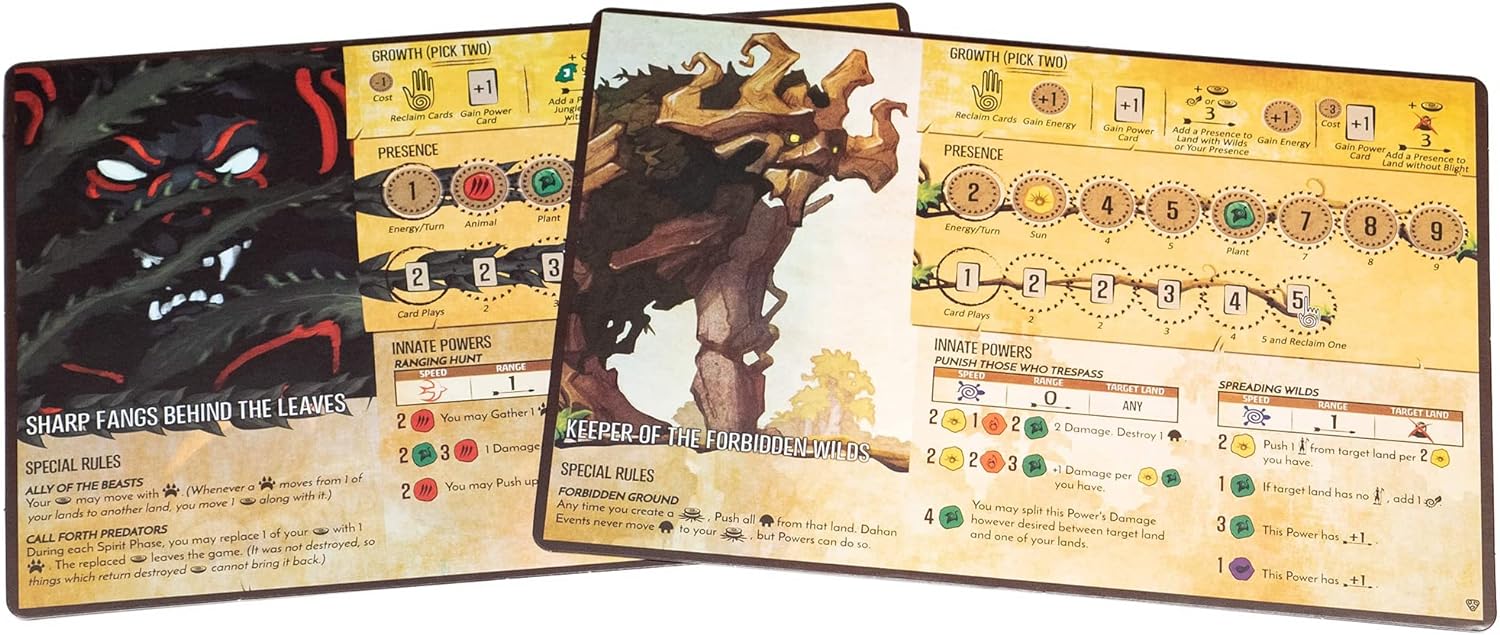 Greater Than Games Spirit Island Branch &Claw: Premium Foil Spirit Panels - 2 Panels to Replace Existing Game Cards, Greater Than Games