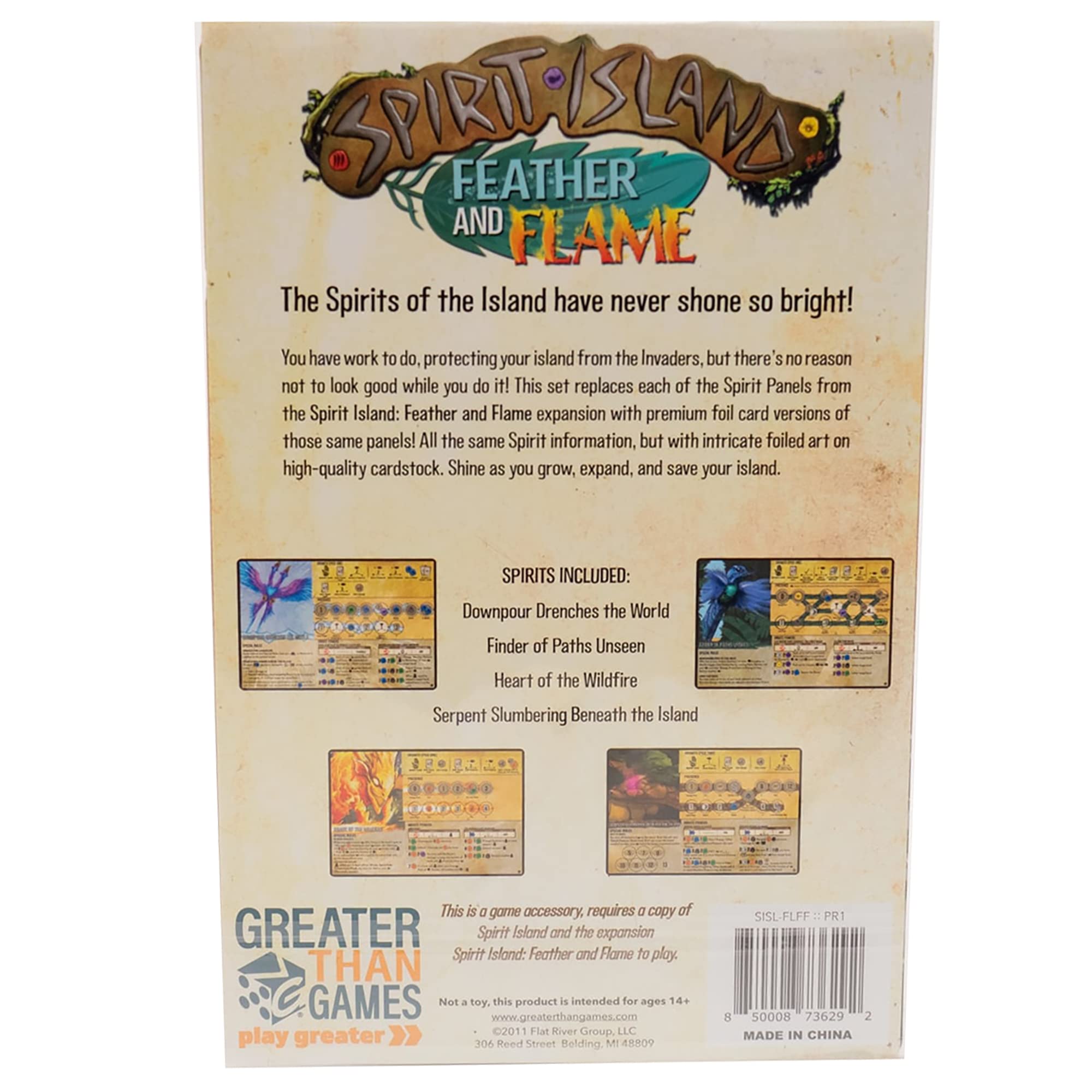 Greater Than Games | Spirit Island: Feather & Flame - Foil Panels | Cooperative Strategy Board Game Accessory | Premium Component Upgrade
