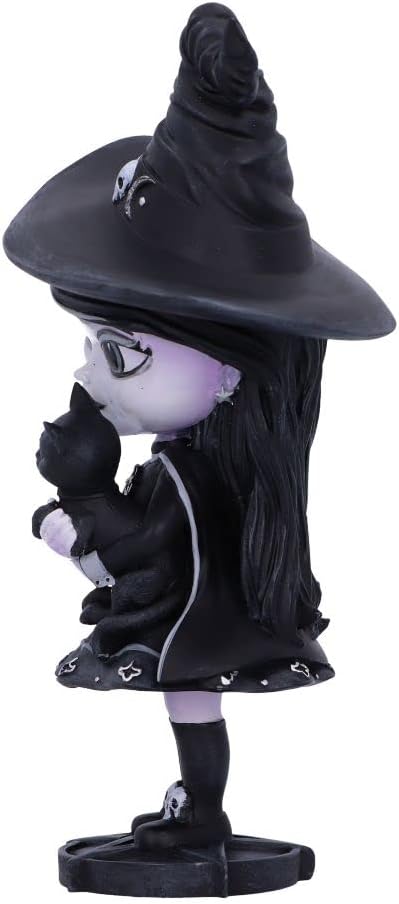 Nemesis Now Cult Cuties Hexara Witch Figurine 15cm, Resin, Black, Cute Witch and Feline Companion Figurine, Perfect Addition to Gothic Collection, Cast in the Finest Resin, Expertly Hand-Painted