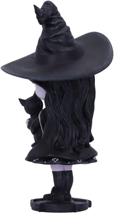Nemesis Now Cult Cuties Hexara Witch Figurine 15cm, Resin, Black, Cute Witch and Feline Companion Figurine, Perfect Addition to Gothic Collection, Cast in the Finest Resin, Expertly Hand-Painted