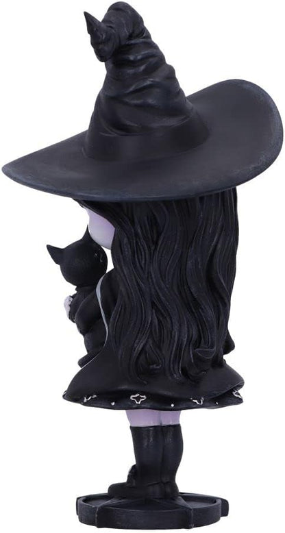 Nemesis Now Cult Cuties Hexara Witch Figurine 15cm, Resin, Black, Cute Witch and Feline Companion Figurine, Perfect Addition to Gothic Collection, Cast in the Finest Resin, Expertly Hand-Painted