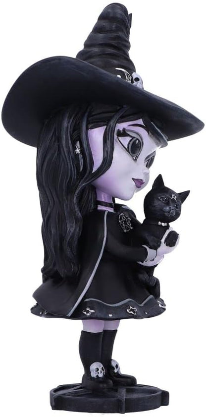Nemesis Now Cult Cuties Hexara Witch Figurine 15cm, Resin, Black, Cute Witch and Feline Companion Figurine, Perfect Addition to Gothic Collection, Cast in the Finest Resin, Expertly Hand-Painted