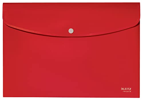 Leitz Recycle Polypropylene Document Wallet With Push Button Closure Red 46780025