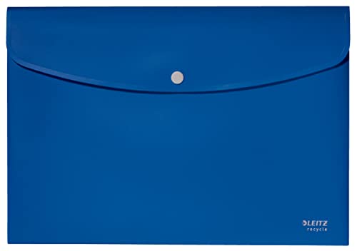 Leitz Recycle Polypropylene Document Wallet With Push Button Closure Blue 46780035