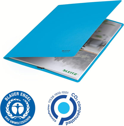 Leitz Recycle 39080035 A4 Corner Binder for 250 Sheets for Document Storage & Filing, 100% Recycled & Recyclable, Climate Neutral, Environmentally Friendly, Recycle Series, Blue, Pack of 10
