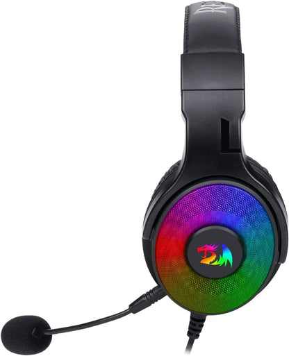 Redragon Pandora 2 H350 RGB Gaming Headset – High Definition Audio + Powerful Bass – Gaming Headset with Removable Microphone, Large Earpads – Works on PC/PS4/Xbox One/NS (Black