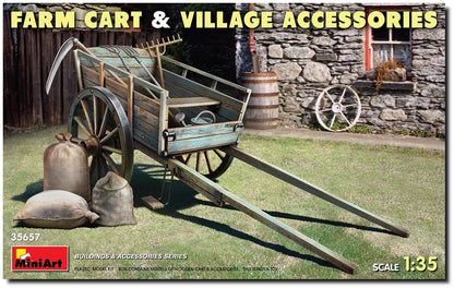 MiniArt MIN35657 1:35-Farm Cart with Village Accessories Scale Model kit