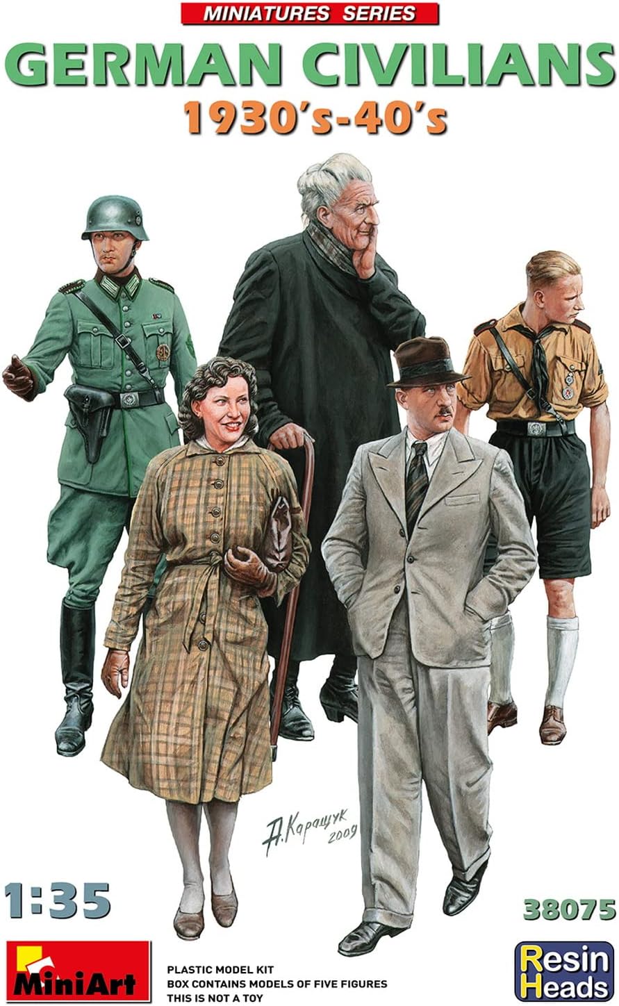 Miniart MIN38075 1:35-Germany Civilians 30-40s (Resin Head) Scale Model kit