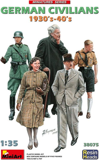 Miniart MIN38075 1:35-Germany Civilians 30-40s (Resin Head) Scale Model kit