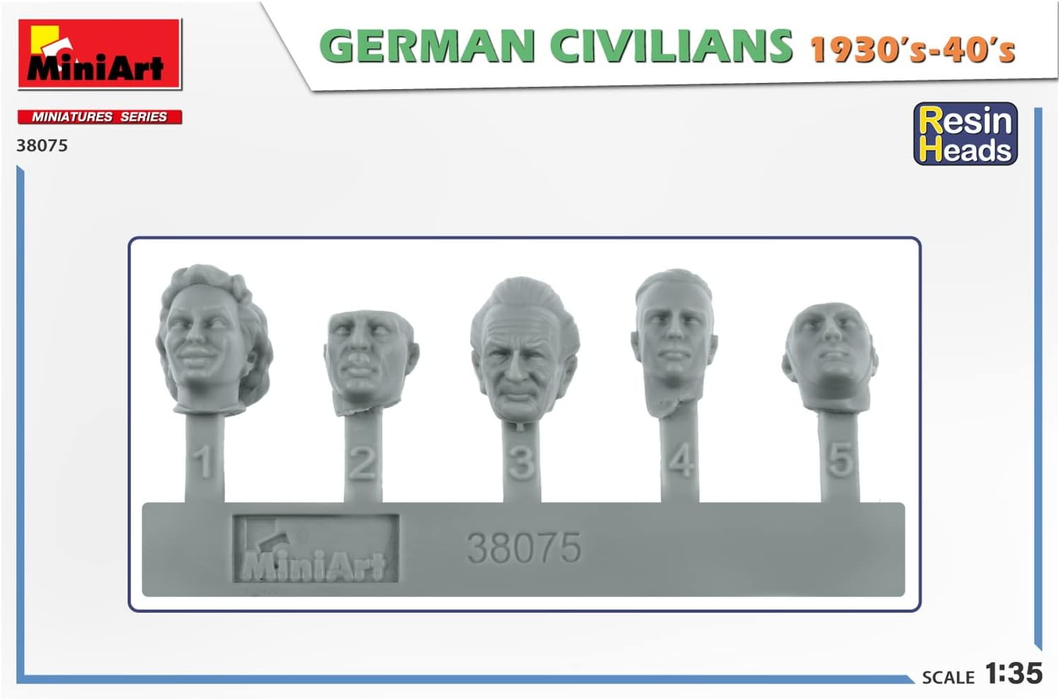 Miniart MIN38075 1:35-Germany Civilians 30-40s (Resin Head) Scale Model kit