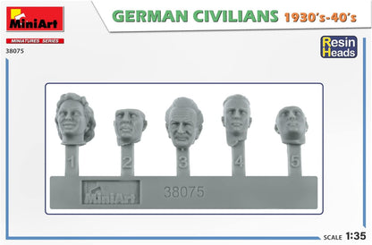 Miniart MIN38075 1:35-Germany Civilians 30-40s (Resin Head) Scale Model kit