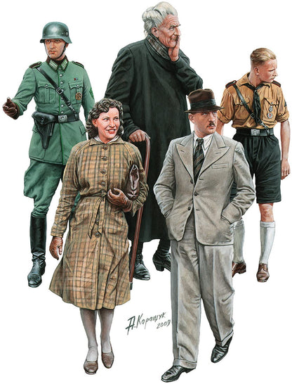 Miniart MIN38075 1:35-Germany Civilians 30-40s (Resin Head) Scale Model kit