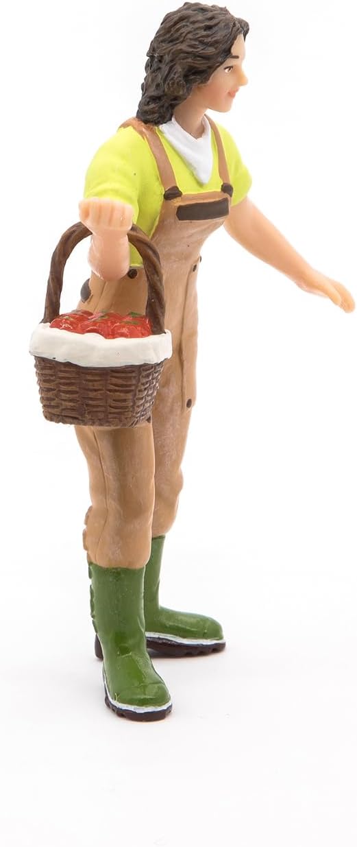 PAPO FARMYARD FRIENDS Tiere Figurine, 39219 Woman Farmer with Basket, Multicolour