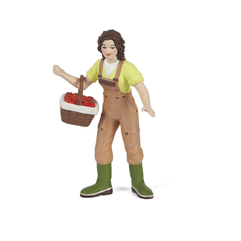 PAPO FARMYARD FRIENDS Tiere Figurine, 39219 Woman Farmer with Basket, Multicolour