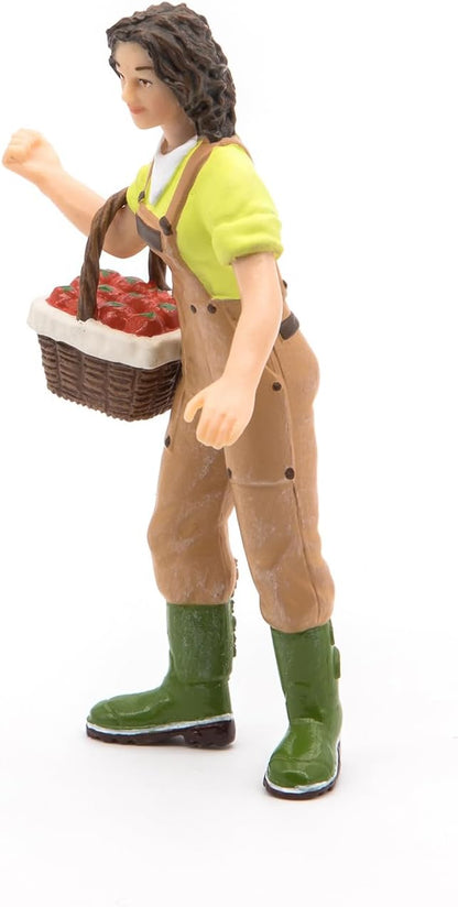 PAPO FARMYARD FRIENDS Tiere Figurine, 39219 Woman Farmer with Basket, Multicolour