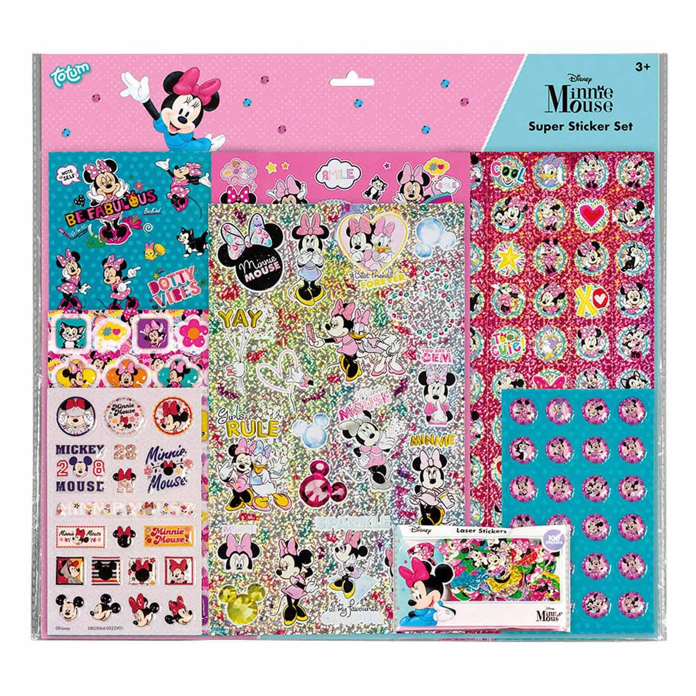 Totum 580206 Disney Sticker Set - Over 300, Beautiful Glitter & Laser Sticker Motifs by Minnie Mouse and Friends