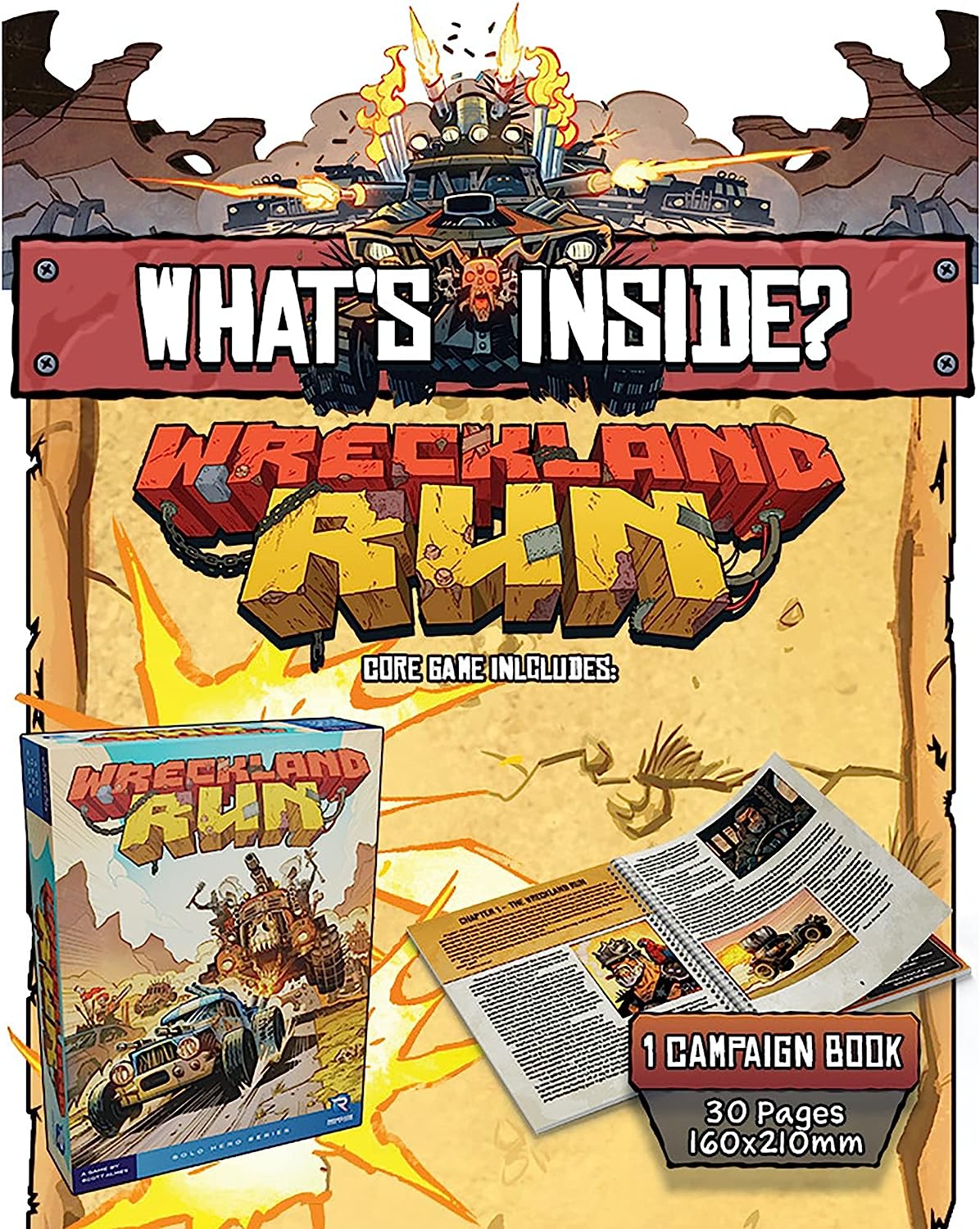 Renegade Games Studios Wreckland Run - Solo Hero Series, Renegade Games, Ages 10+, 1 Player Solo Campaign Game, 30-45 Min Per Campaign