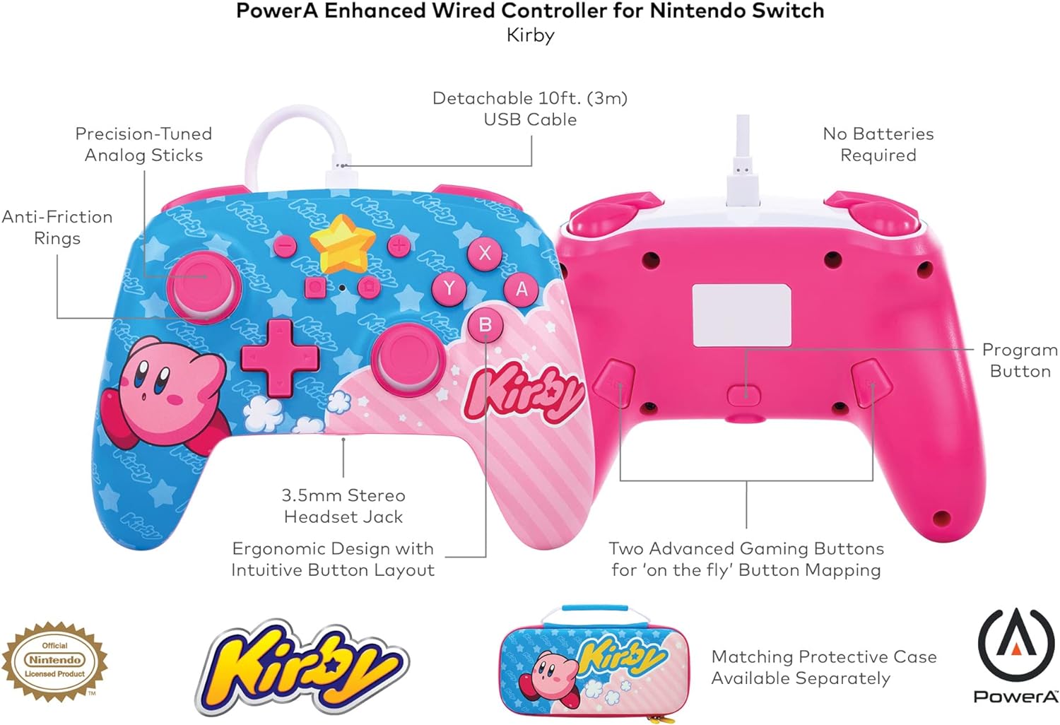 PowerA Enhanced Wired Controller for Nintendo Switch - Kirby
