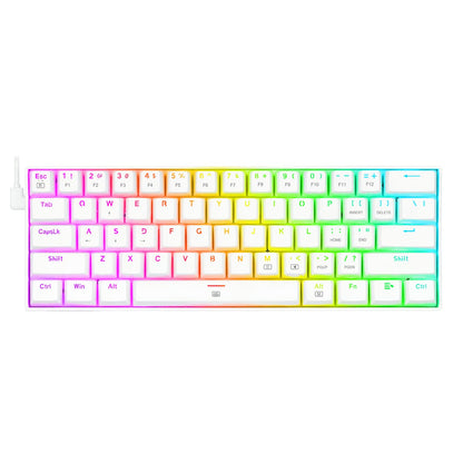 Redragon Mechanical Gaming Keyboard White - K630 RGB Dragonborn - Red Switches - Keyboard 60% USB Cable Detachable Type