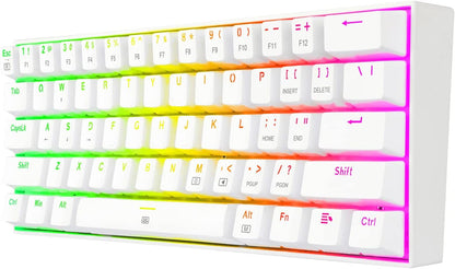 Redragon Mechanical Gaming Keyboard White - K630 RGB Dragonborn - Red Switches - Keyboard 60% USB Cable Detachable Type