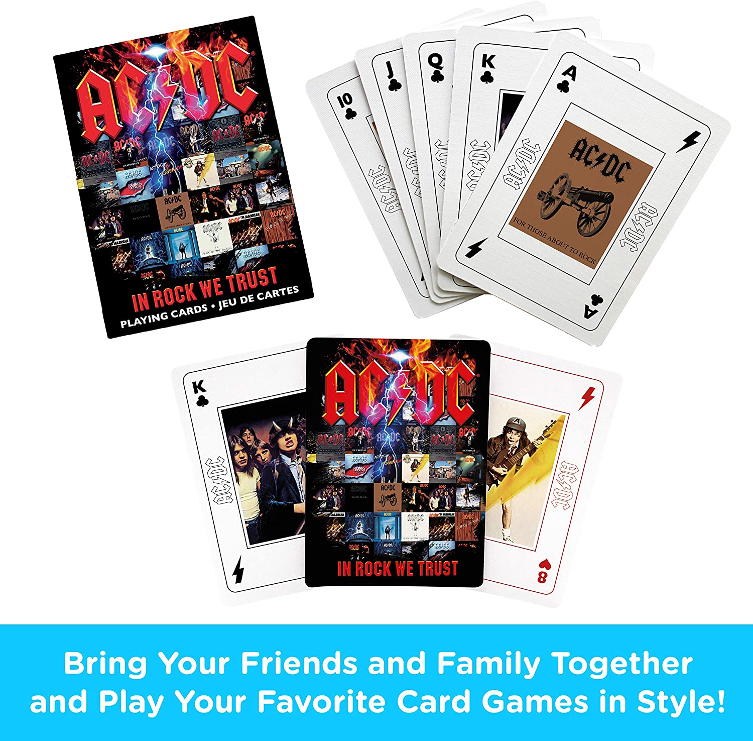 AQUARIUS NEW! AC/DC In Rock We Trust set of 52 playing cards (+ jokers