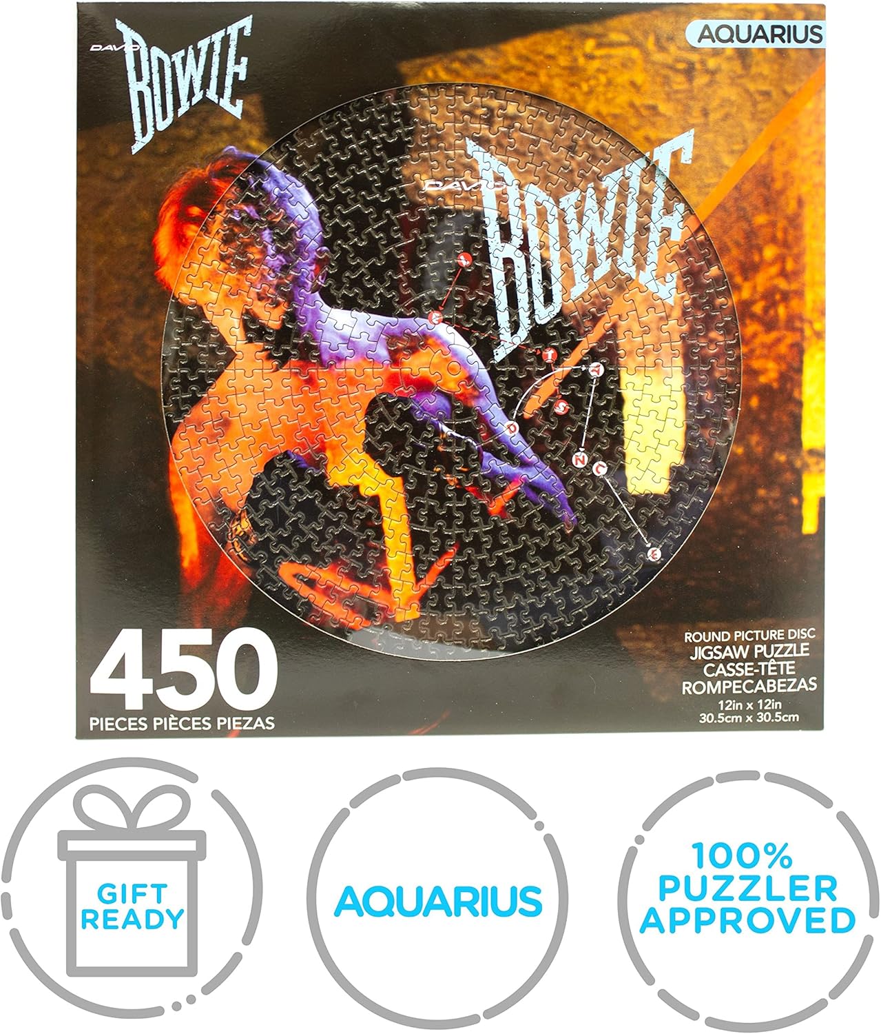 AQUARIUS David Bowie Let's Dance Record Disc Puzzle (450 Piece Jigsaw Puzzle) - Officially Licensed David Bowie Merchandise & Collectibles - Glare Free - Precision Fit - 12 x 12 Inches