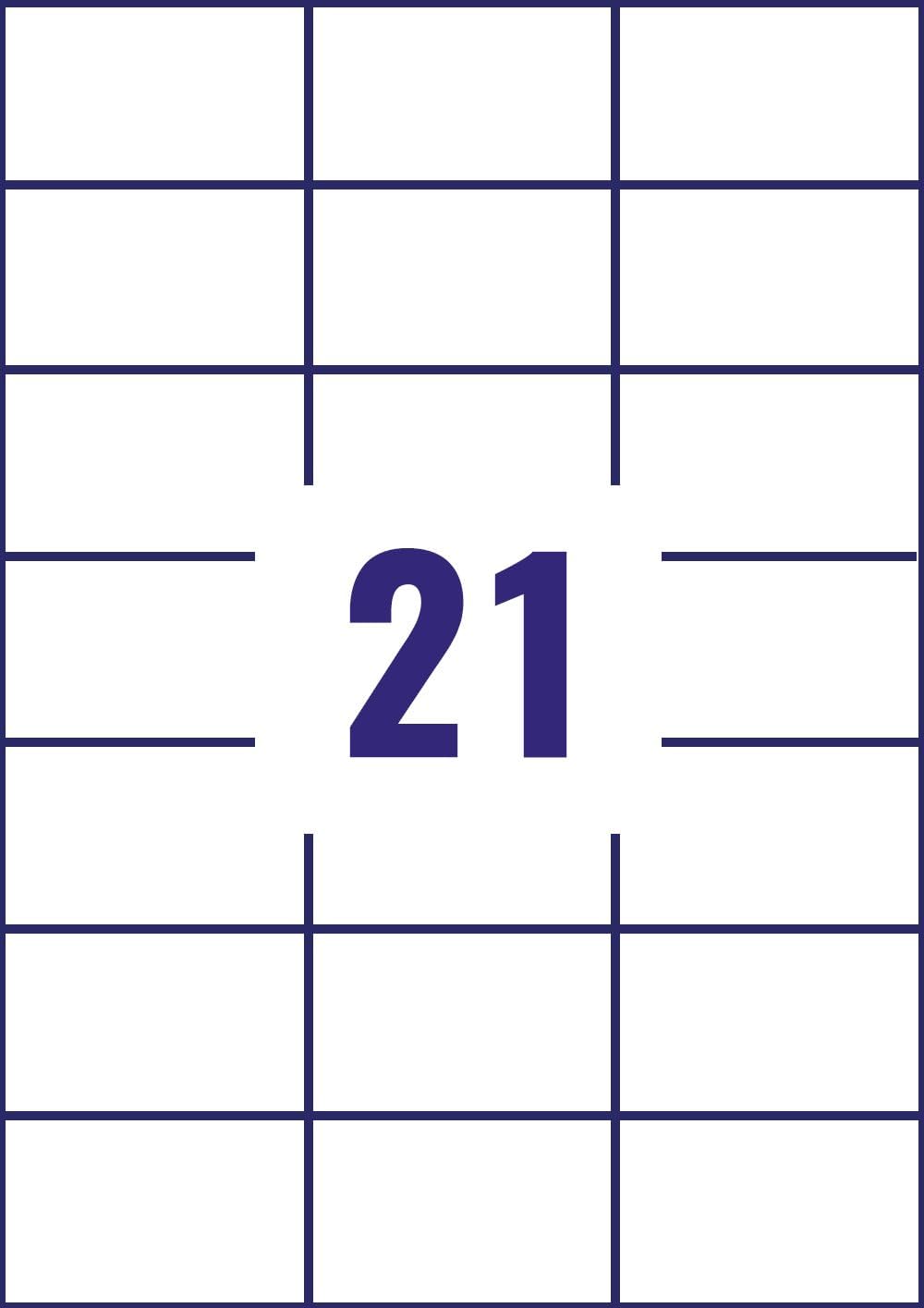 Avery 3652 self-adhesive Multipurpose/copier Labels, 21 labels per A4 Sheet, White (100 Sheets