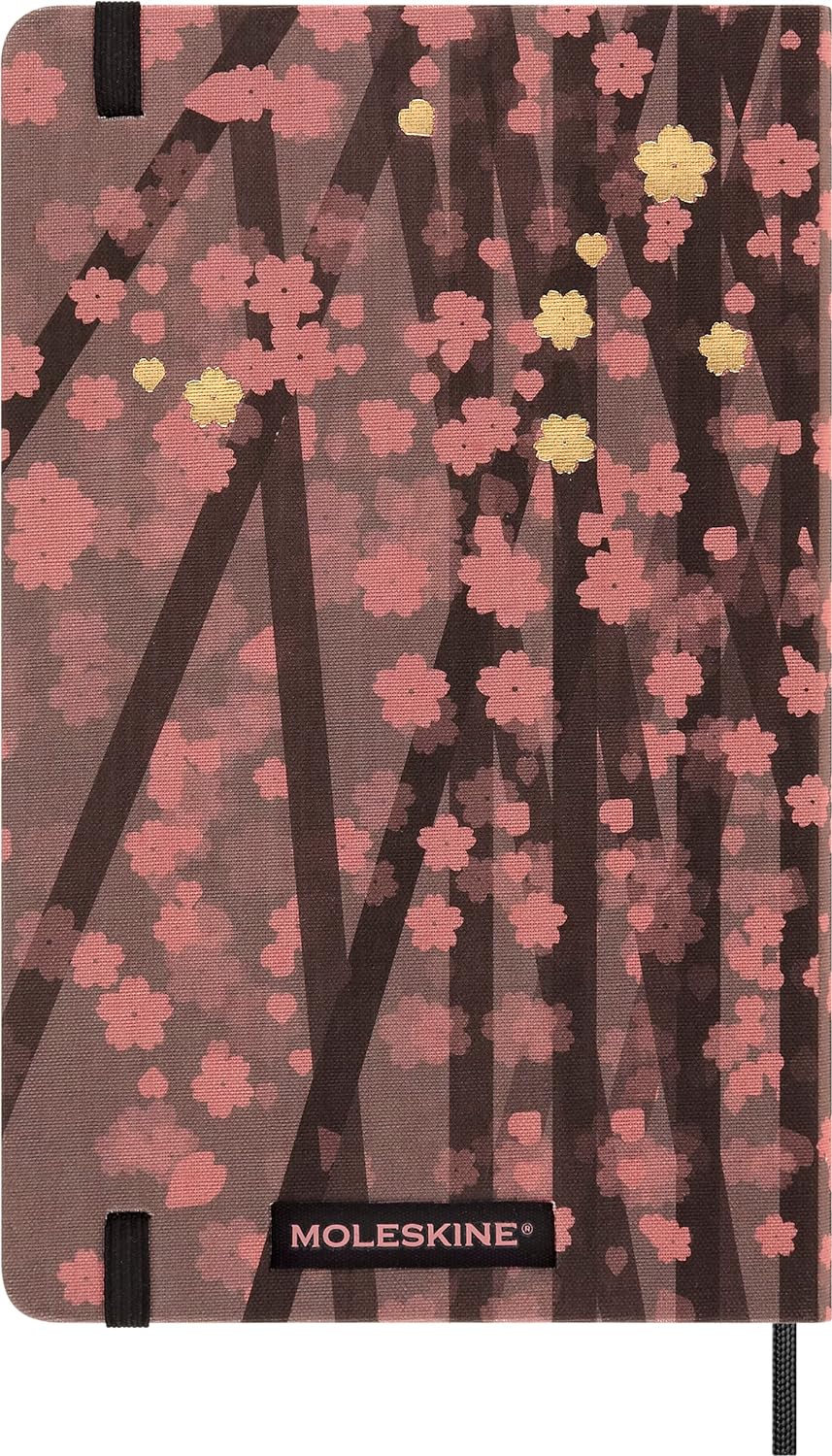 Moleskine - Limited Edition Notebook, Sakura Notebook with Themed Graphics, Ruled Layout and Fabric Hard Cover, Size Pocket 9x14cm, 192 pages