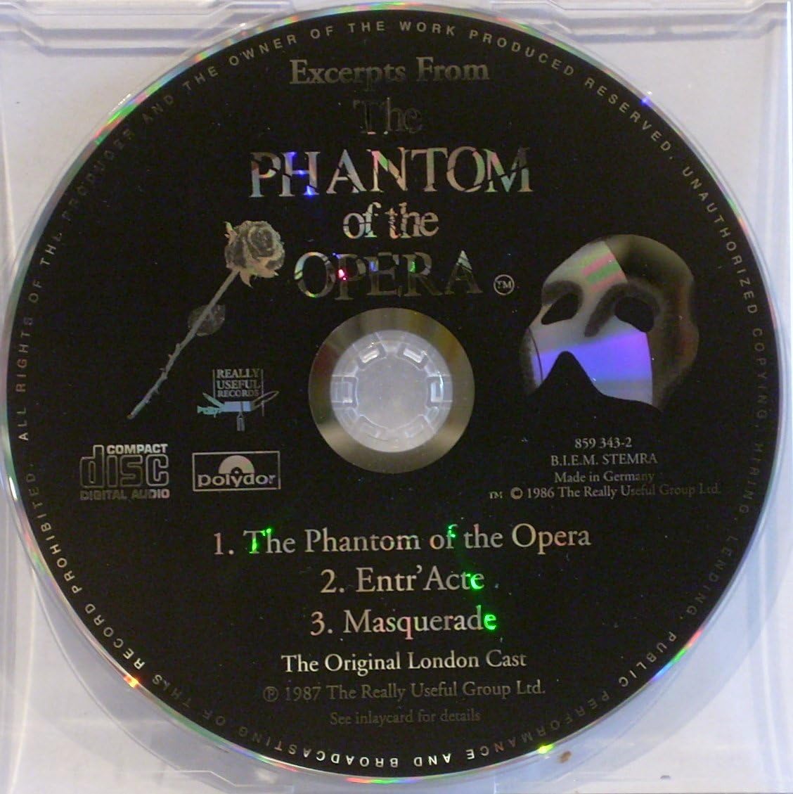 SARAH BRIGHTMAN & MICHAEL CRAWFORD. PHANTOM OF THE OPERA. IMPORT 3 TRACK CD SINGLE