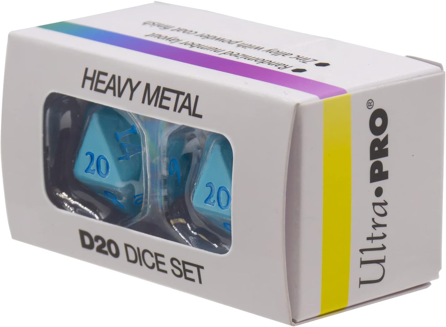 Ultra PRO - Vivid Heavy Metal Dice Set Light Blue 2ct - Up Your Gaming 20 Sided Dice, Role Playing Games, Matte Finish