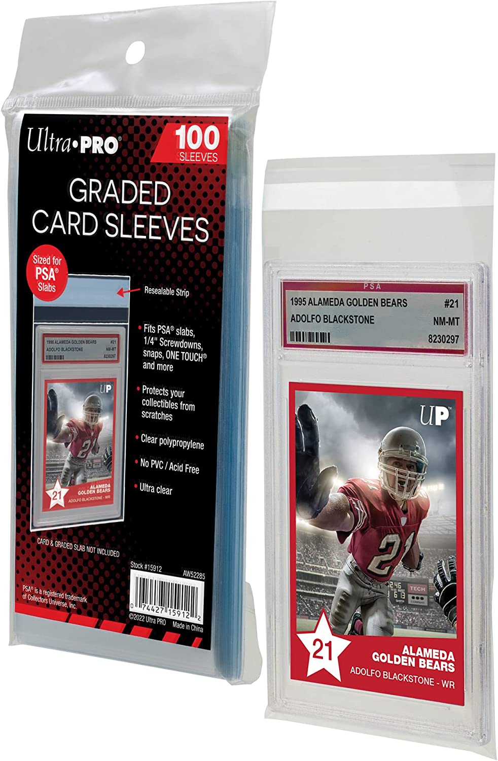 Ultra PRO - PSA Graded Card Slab Resealable Sleeves (100 ct.) - Ultimate Collectible Sports Cards Protection, Trading Cards, & Graded Cards, Keep Valuable Card Slabs Clean & Safe Against Scratches