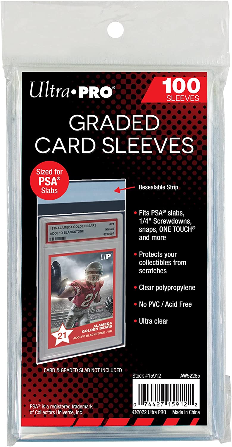 Ultra PRO - PSA Graded Card Slab Resealable Sleeves (100 ct.) - Ultimate Collectible Sports Cards Protection, Trading Cards, & Graded Cards, Keep Valuable Card Slabs Clean & Safe Against Scratches
