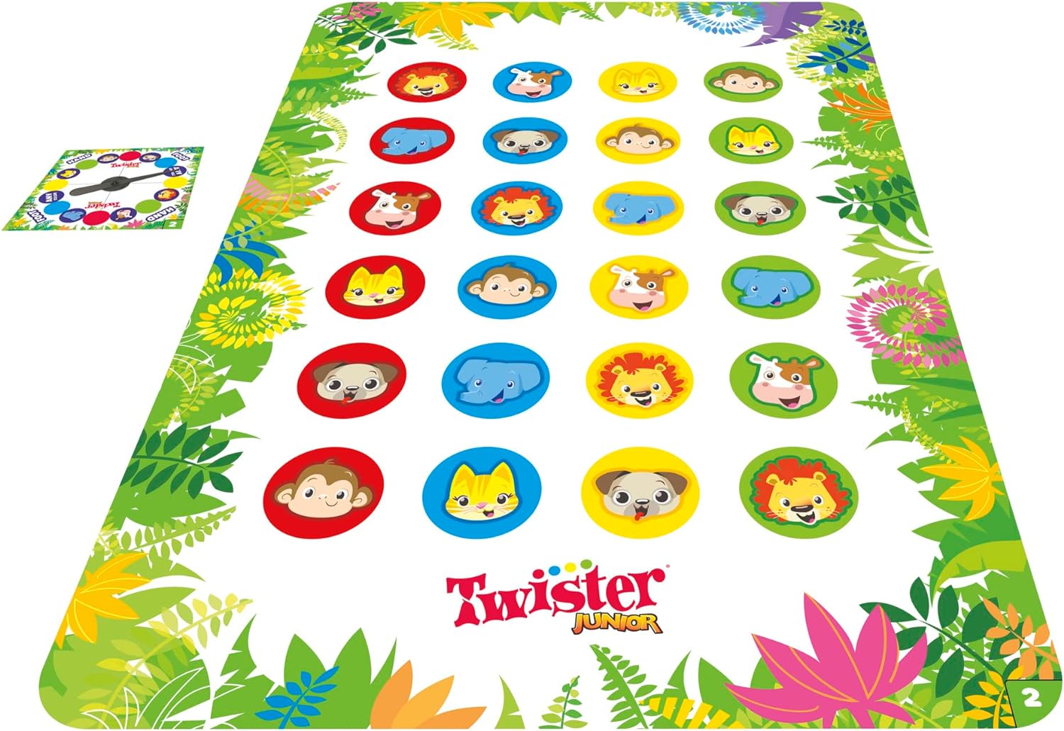 Hasbro Gaming Twister Junior Game, Animal Adventure 2-Sided Mat, 2 Games in 1, Party Game for Kids Ages 3 and Up, Indoor Game for 2-4 Players