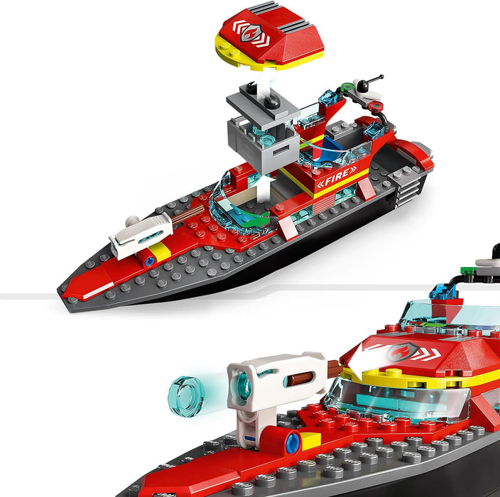 LEGO 60373 City Fire Rescue Boat Toy, Floats on Water, with Jetpack, Dinghy and 3 Minifigures, Everyday Hero Toys for Boys and Girls Aged 5+, Gift Idea