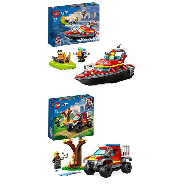 LEGO 60373 City Fire Rescue Boat Toy, Floats on Water, with Jetpack, Dinghy and 3 Minifigures, Everyday Hero Toys for Boys and Girls Aged 5+, Gift Idea