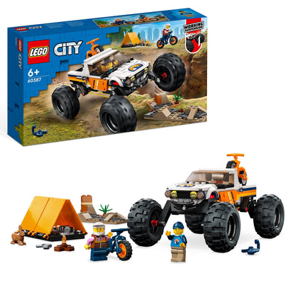 LEGO City 4x4 Off-Roader Adventures Camping Set, Monster Truck Style Car Toy with Working Suspension and Mountain Bikes, Vehicle Toys for Kids Aged 6 and Over 60387 Single
