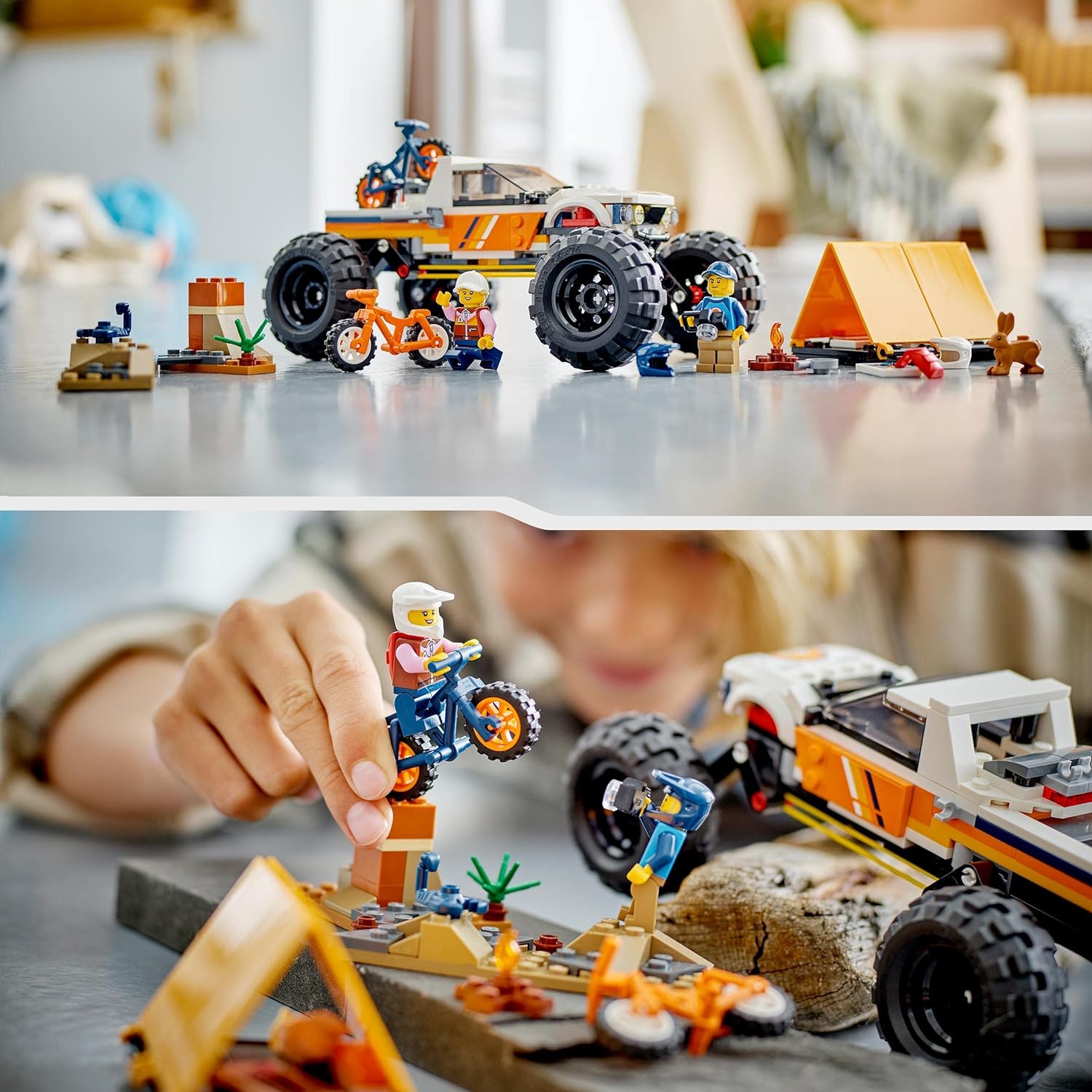 LEGO City 4x4 Off-Roader Adventures Camping Set, Monster Truck Style Car Toy with Working Suspension and Mountain Bikes, Vehicle Toys for Kids Aged 6 and Over 60387 Single