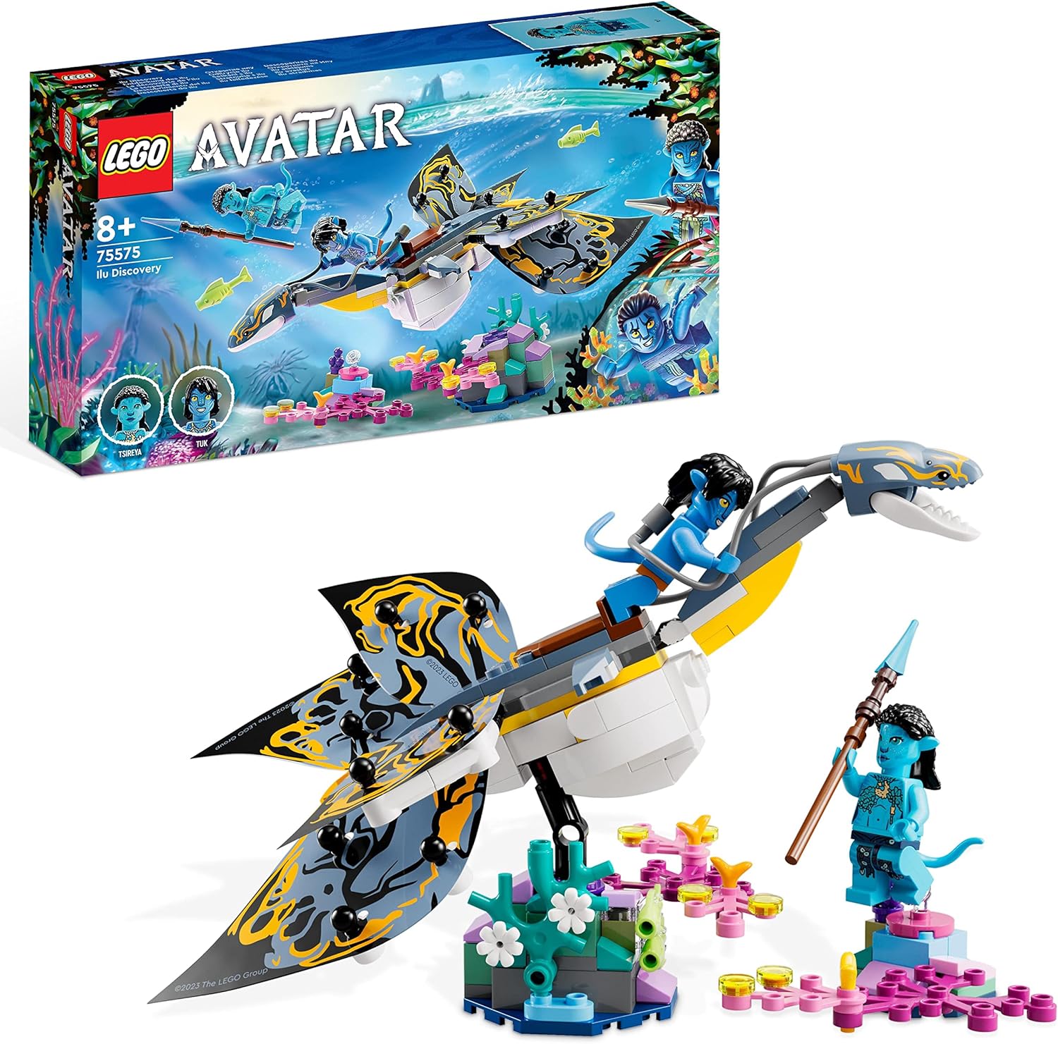 LEGO 75576 Avatar Skimwing Adventure, Collectible The Way of Water Set with Toy Animal for Boys & Girls, Pandora Coral Reef Scene, Jake Sully and Tonowari Minifigures